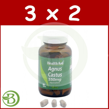 Pack 3x2 SAUZGATILLO (AGNUS CASTUS) 550MG HEALTH