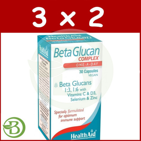 Pack 3x2 Betaglucan Complex 30 Cápsulas Health Aid