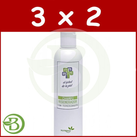 Pack 3x2 Champú Regenerante de Tepezcohuite 250Ml. Nutrinat