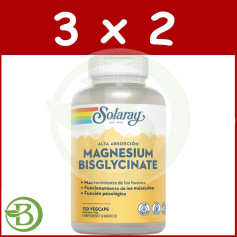 Pack 3x2 Bisglycinate de Magnésium 120 Gélules Solaray