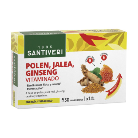 Pollen, Gelée et Ginseng Vitaminé 30 Comprimés Santiveri