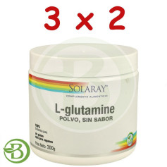 Pack 3x2 L-Glutamine Poudre 300Gr. Saveur neutre Solaray