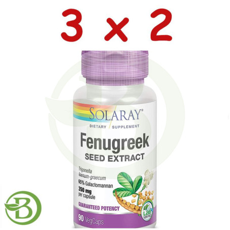 Pack 3x2 Fenugreek (Fenogreco) 350Mg. 90 Cápsulas Vegetales Solaray