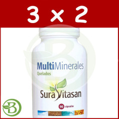 Pack 3x2 Minéraux Multi Chélatés 90 Gélules Sura Vitasan