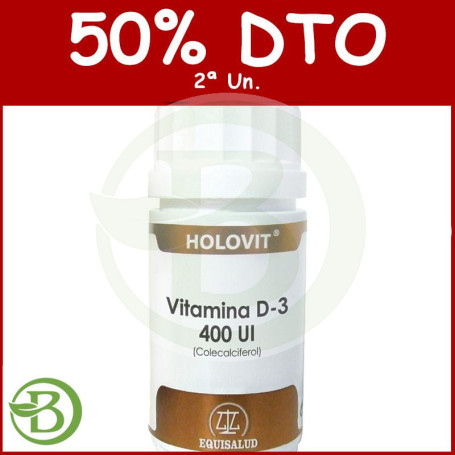 Holovit Vitamina D3 400Ui (Colecalciferol) 50 Cápsulas Equisalud Pack (2a Ud al 50%)