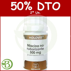 Holovit Niacine non rougissante 500 mg. Pack 50 Gélules Equisalud (2ème unité à 50%)