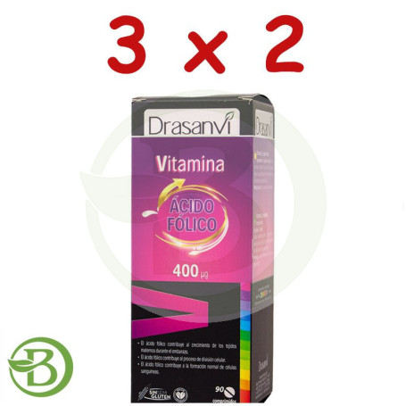 Pack 3x2 Acido Folico 400Mcg. 90 Comprimidos Drasanvi