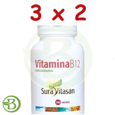 Pack 3x2 Vitamina B12 500Mcg. 100 Cápsulas Sura Vitasan