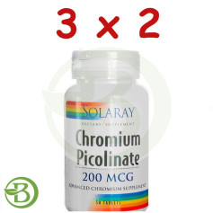 Pack 3x2 Picolinate de Chrome 200Mcg. 50 comprimés Solaray