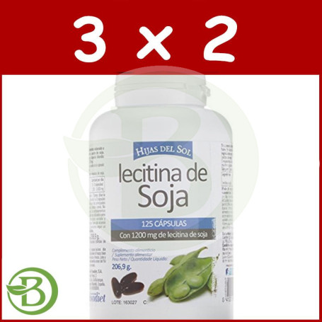 Pack 3x2 Lecitina Soja 1.200Mg. 125 Perlas Hijas del Sol