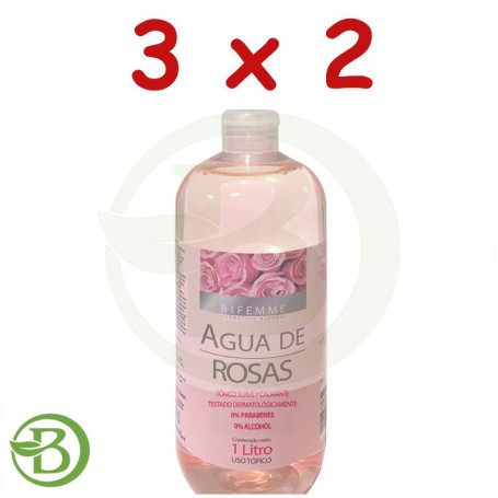 Pack 3x2 Agua De Rosas 1Lt. Bifemme