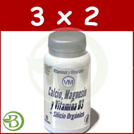 Pack 3x2 Calcio, Magnesio y Vitamina D3 + Silicio Orgánico 90 Comprimidos Ynsadiet