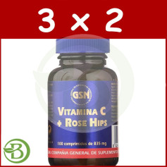 Pack 3x2 Vitamine C à l&#39;Églantier 100 Comprimés GSN