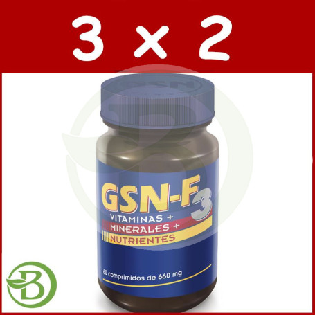 Pack 3x2 F-3 Multivitamínico 60 Comprimidos G.S.N.