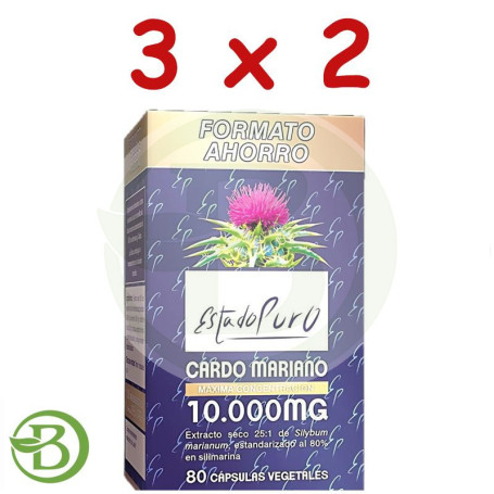 Pack 3x2 Cardo Mariano 10.000 Mg 80 Cápsulas Vegetales Estado Puro - Tongil