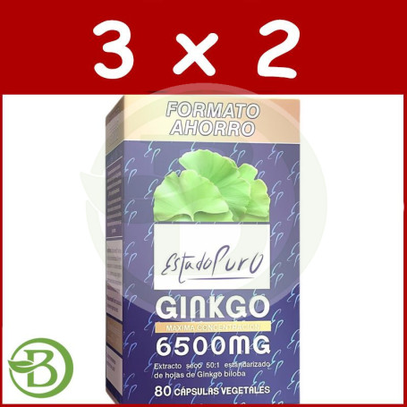 Pack 3x2 Estado Puro Gingko 6.500 Mg 80 Caps Estado Puro - Tongil