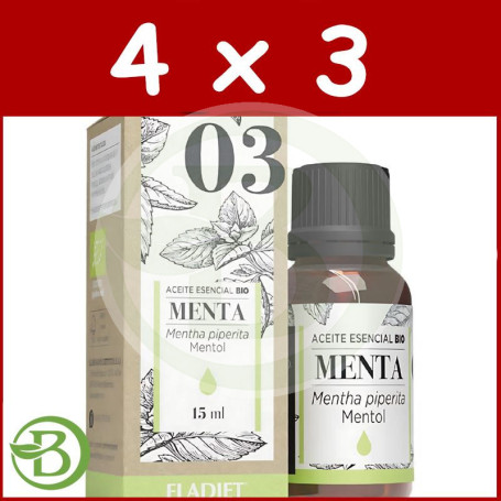 Pack 4x3 Esencia Menta Piperita Bio 15 Ml Eladiet