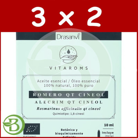 Pack 3x2 Aceite Esencial Romero Qt Cineol Bio 10Ml Vitaroms Drasanvi