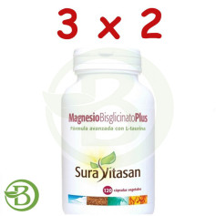 Pack 3x2 Bisglycinate de Magnésium Plus 120 Gélules Sura Vitasan