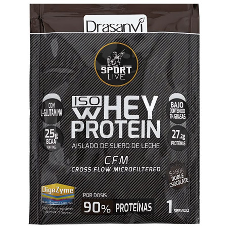 Isolat de protéine de lactosérum unidose Double chocolat 30G Sport Live Dr