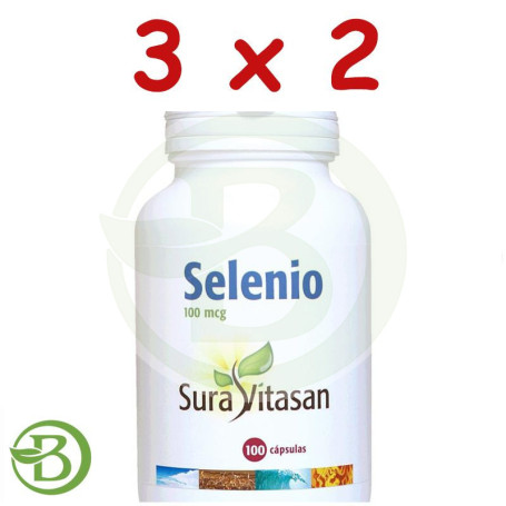 Pack 3x2 Selenio 100Mcg. 100 Cápsulas Sura Vitasan