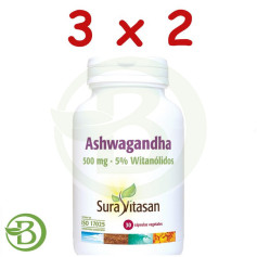 Pack 3x2 Ashwagandha 30 Gélules Sura Vitasan