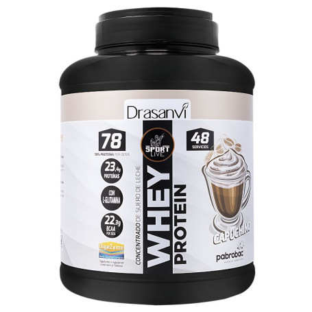 Concentré de Protéines de Whey Cappuccino 1450G Sport Live Drasanvi