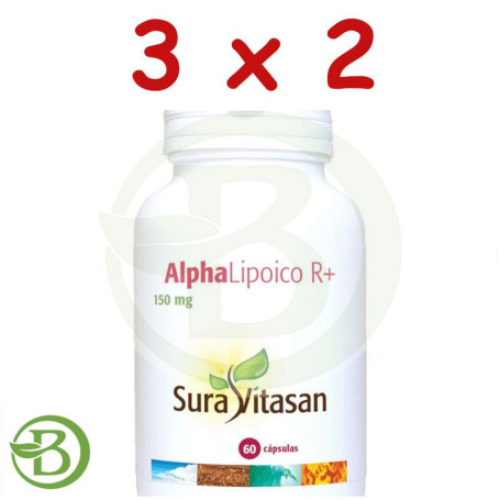 Pack 3x2 Alpha Lipóico R+ 60 Cápsulas Sura Vitasan