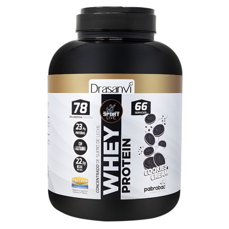 Concentré de Protéines de Whey Cookies &amp; Crème 2Kg Sport Live Drasanvi