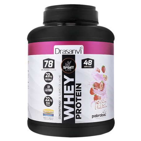 Concentré de Protéines de Whey Yaourt à la Fraise 1,45Kg Sport Live Drasanvi