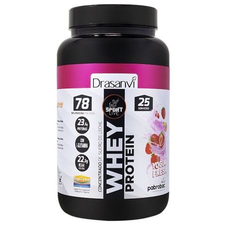 Concentré de Protéines de Whey Yaourt à la Fraise 750G Sport Live Drasanvi