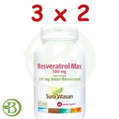 Pack 3x2 Resvératrol Max 60 Gélules Sura Vitasan