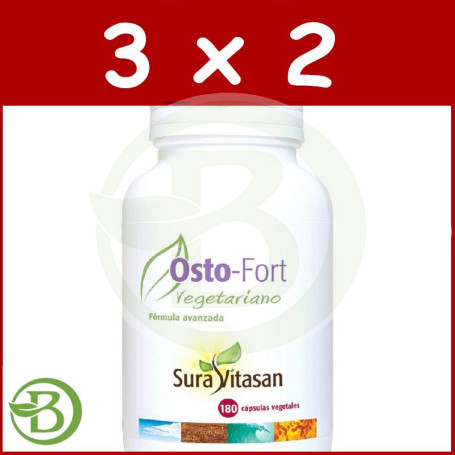 Pack 3x2 Osto-Fort Vegetariano 180 Cápsulas Sura Vitasan