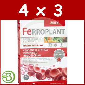 Pack 4x3 Ferroplant Max 30 Comprimidos Dietmed