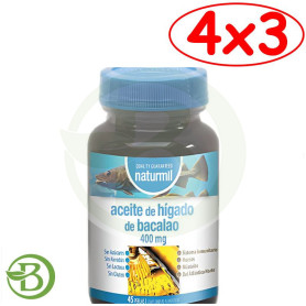 Pack 4x3 Aceite De Hígado De Bacalao 400Mg 45 Perlas Naturmil