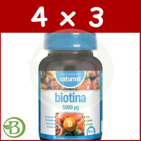 Pack 4x3 Biotina 500Mg 90 Comprimidos Naturmil