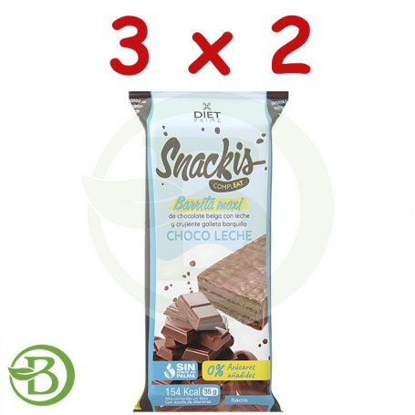 Pack 3x2 Snackis Compleat Choco Leche 35 Gr Herbora