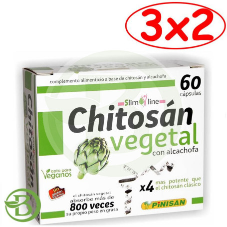 Pack 3x2 Chitosán Vegetal 60 Cápsulas Pinisan