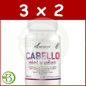 Pack 3x2 Cabello, Piel y Uñas 30 Comprimidos Soria Natural