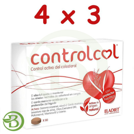 Pack 4x3 Controlcol 60 Comprimidos Eladiet