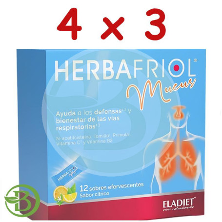 Pack 4x3 Herbafriol Mucus 12 Sobres Eladiet