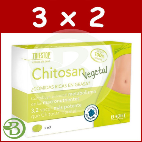 Pack 3x2 Chitosan Vegetal 60 Comprimidos Eladiet