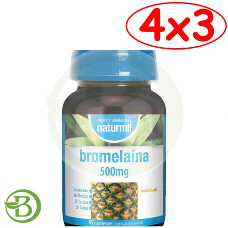 Pack 4x3 Bromelaina 500Mg 45 Comprimidos Naturmil