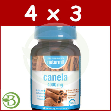 Pack 4x3 Canela 60 4000Mg Comprimidos Naturmil