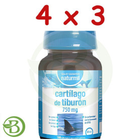 Pack 4x3 Cartilago De Tiburón 750Mg 180 Cápsulas Naturmil