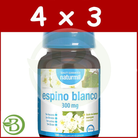 Pack 4x3 Espino Blanco 300Mg 180 Perlas Naturmil