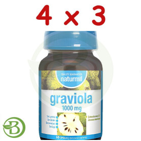 Pack 4x3 Graviola (Anona) 1000Mg 60 Cápsulas Naturmil