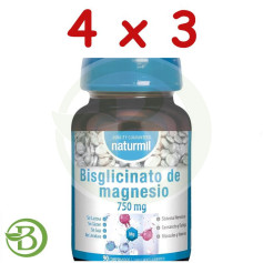 Pack 4x3 Bisglycinate de Magnésium 750Mg 90 Comprimés Naturmil