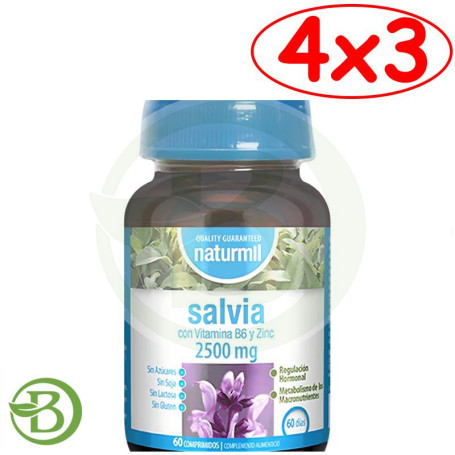 Pack 4x3 Salvia 2500Mg 60 Comprimidos Naturmil