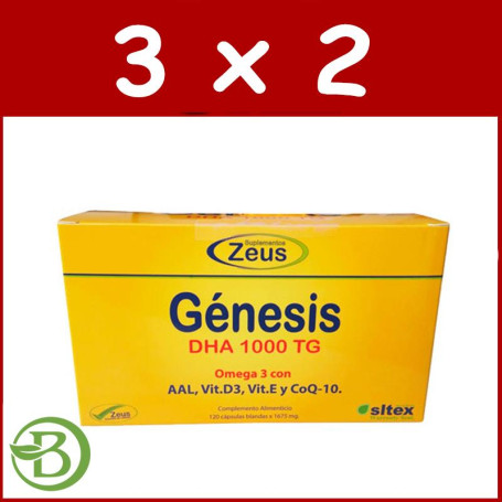 Pack 3x2 Génesis Omega 3 DHA 1000Mg 120 Cápsulas Zeus